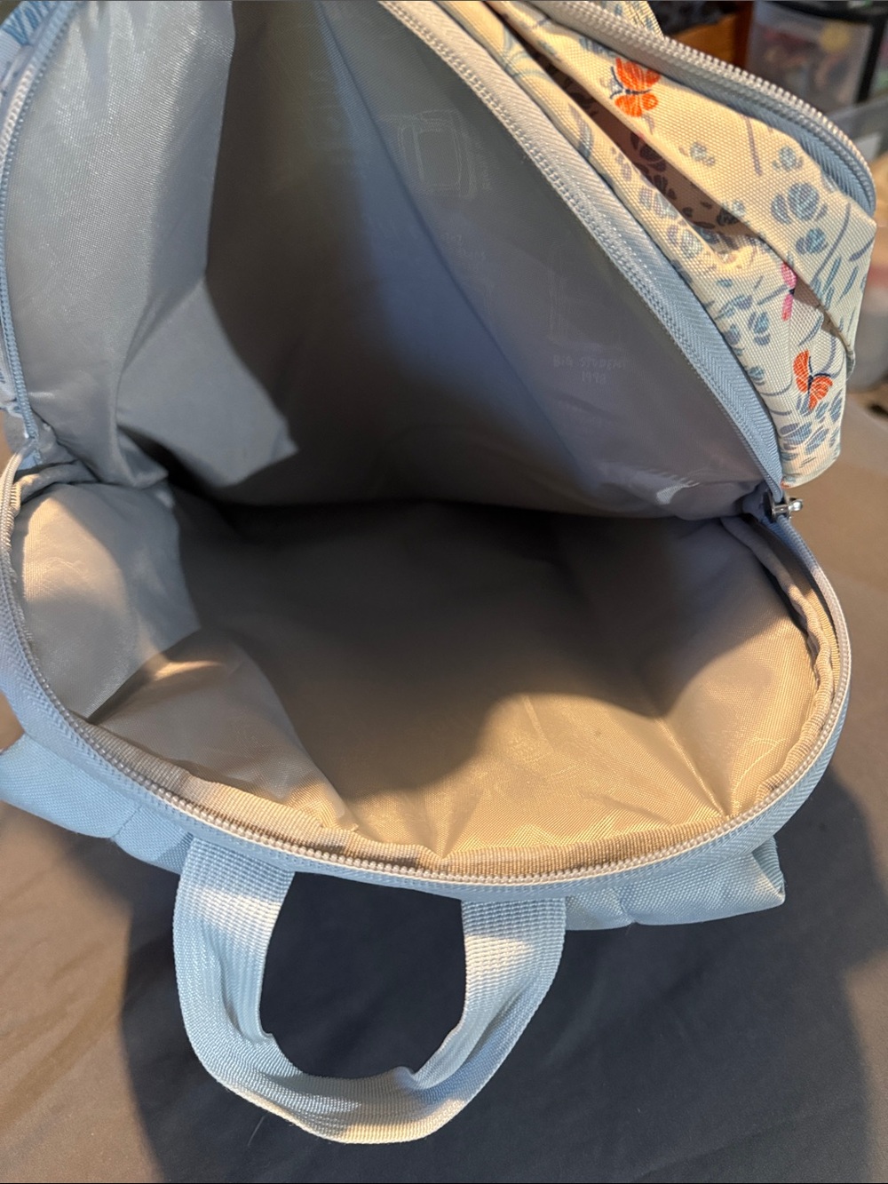 Jansport Light Blue Floral Backpack with Pink & Orange Accents - Picture 3 of 7